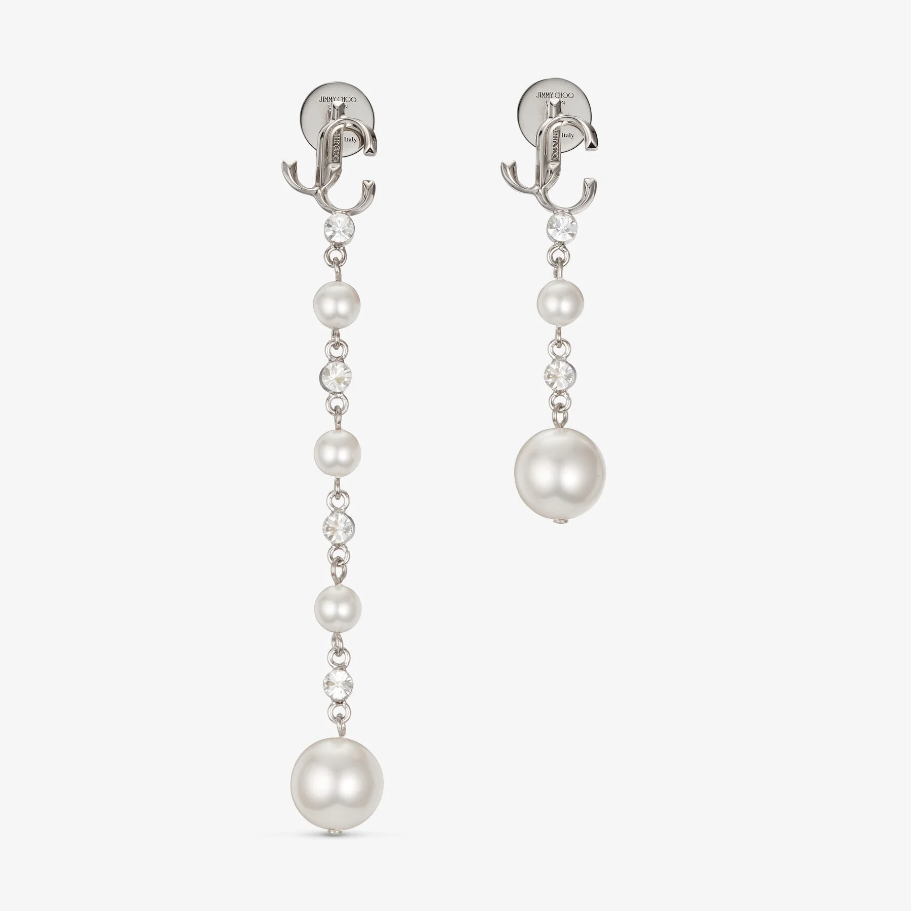 Pearl Drop Earring
Silver-Finish Metal Pearl Drop Earrings with Crystals - 1