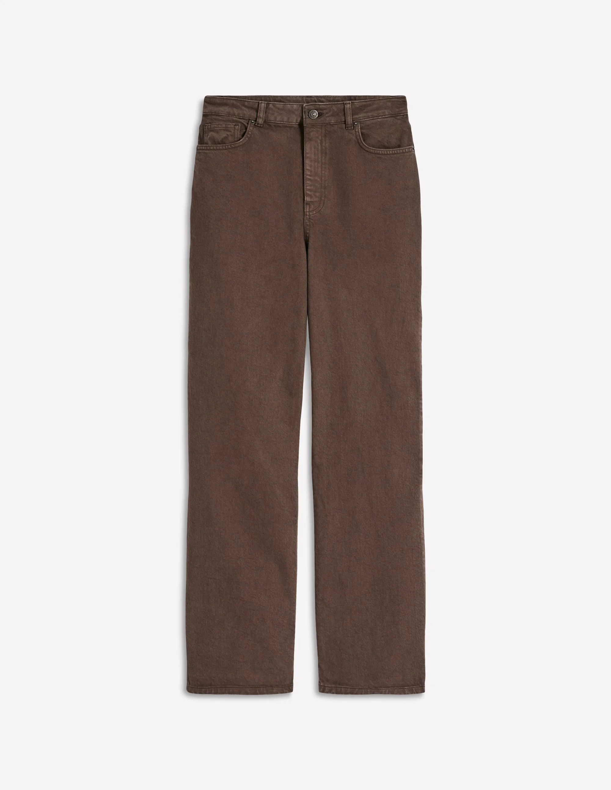 High Rise Column Leg Jeans-Chocolate Brown - 1