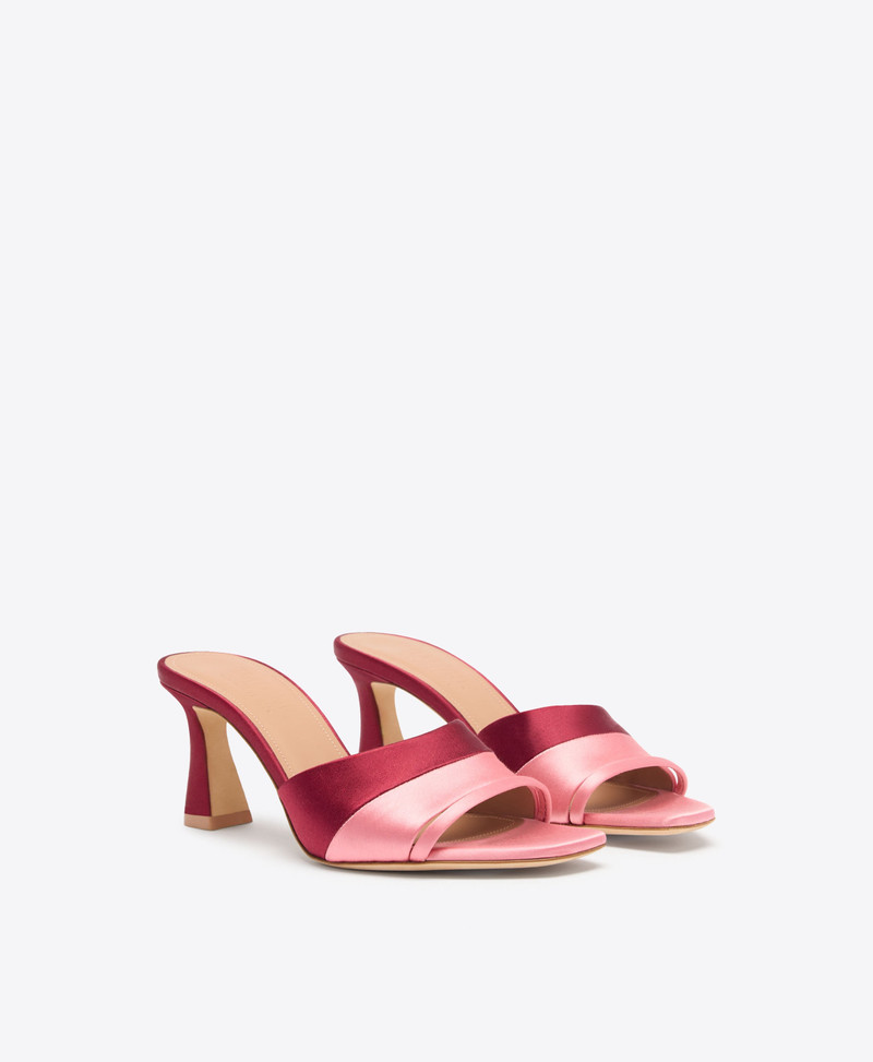 MALONE SOULIERS Roxanne 70 Burgundy & Pink Satin Heeled Sandals outlook