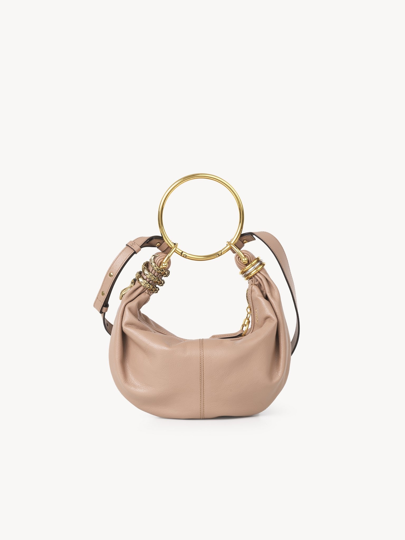 SMALL SNAKE BRACELET HOBO BAG IN GRAINED LEATHER - 1