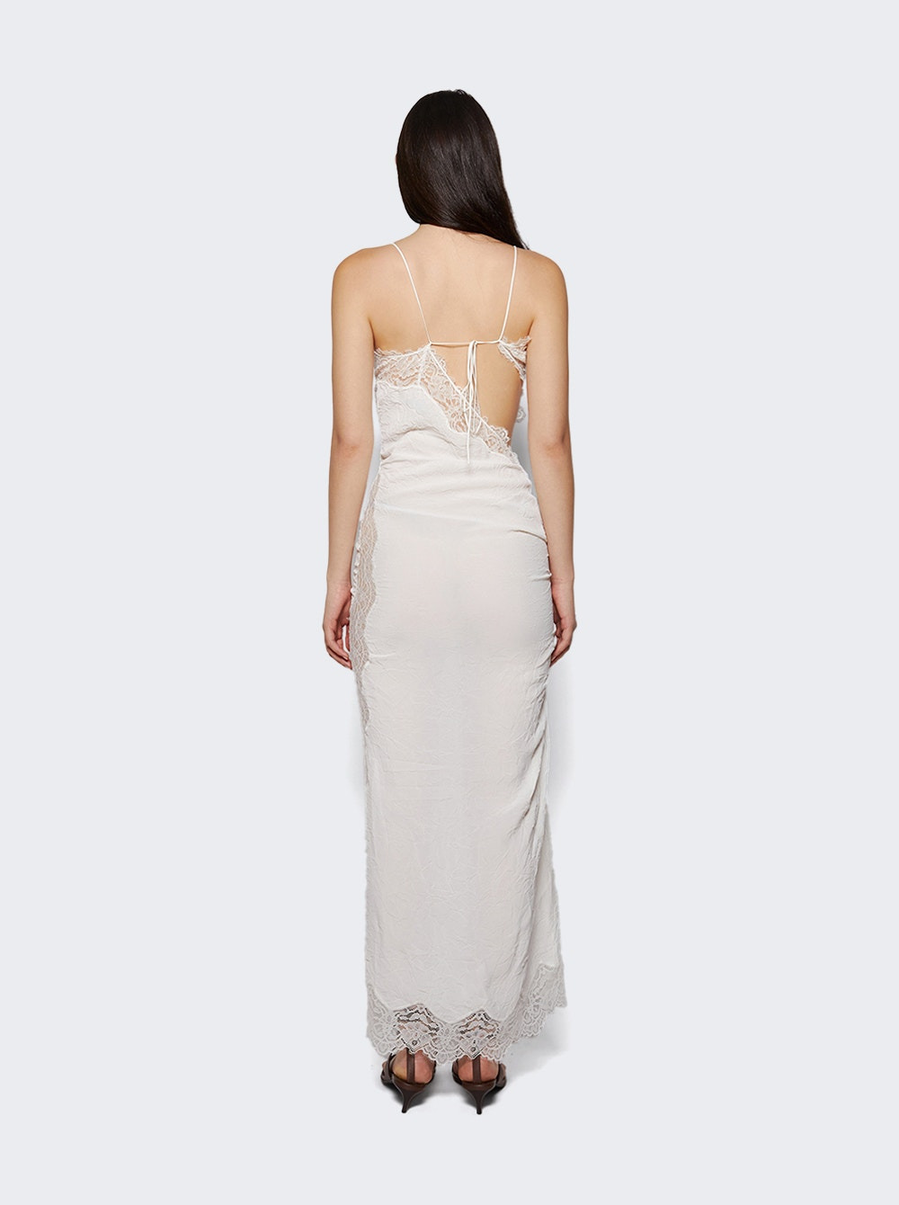 Crimped Lace Cami Dress White - 4