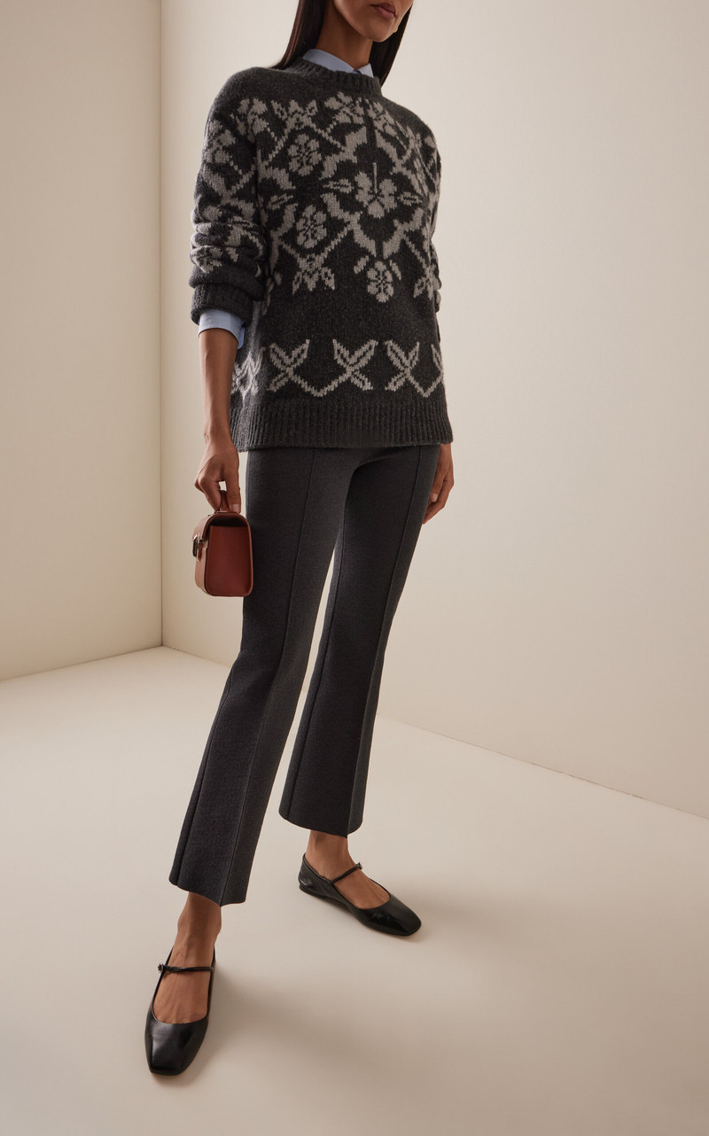 HIGH SPORT Kick Stretch-Cotton Geo-Knit Cropped Pants dark grey outlook