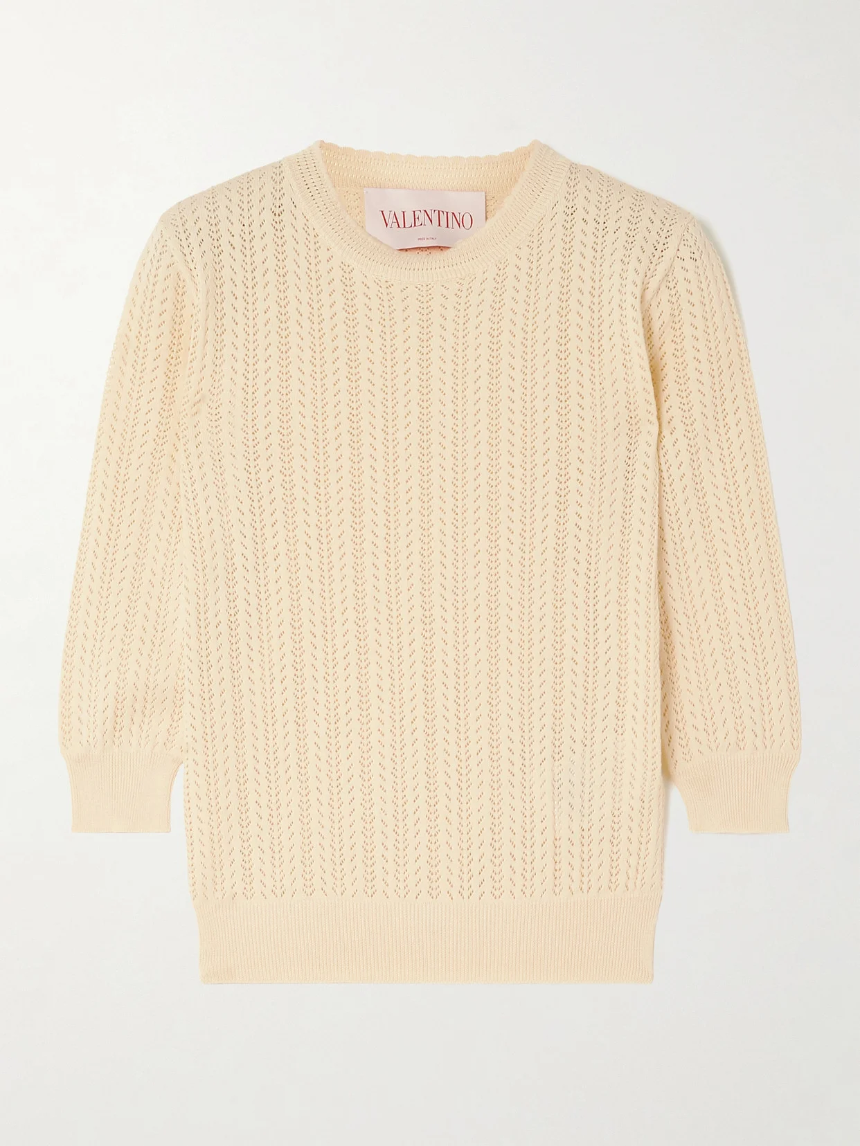 Pointelle-knit Cotton Sweater - 1