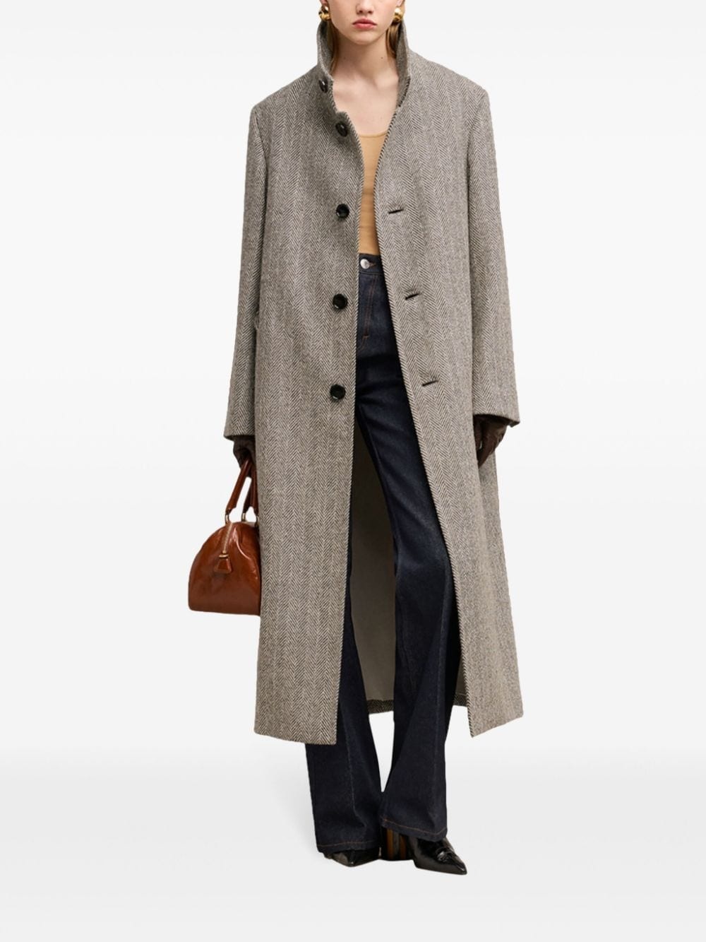 high-neck wool coat - 2