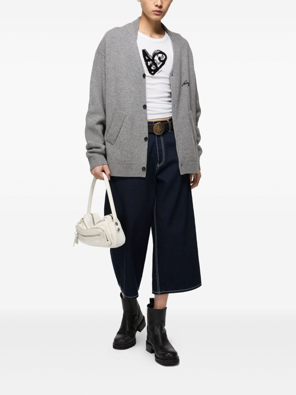 embroidered button cardigan - 2