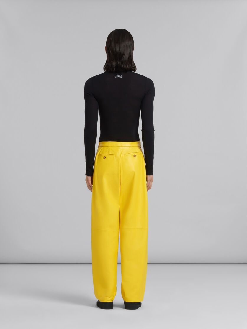 YELLOW NAPPA LEATHER TAILORED TROUSERS - 3