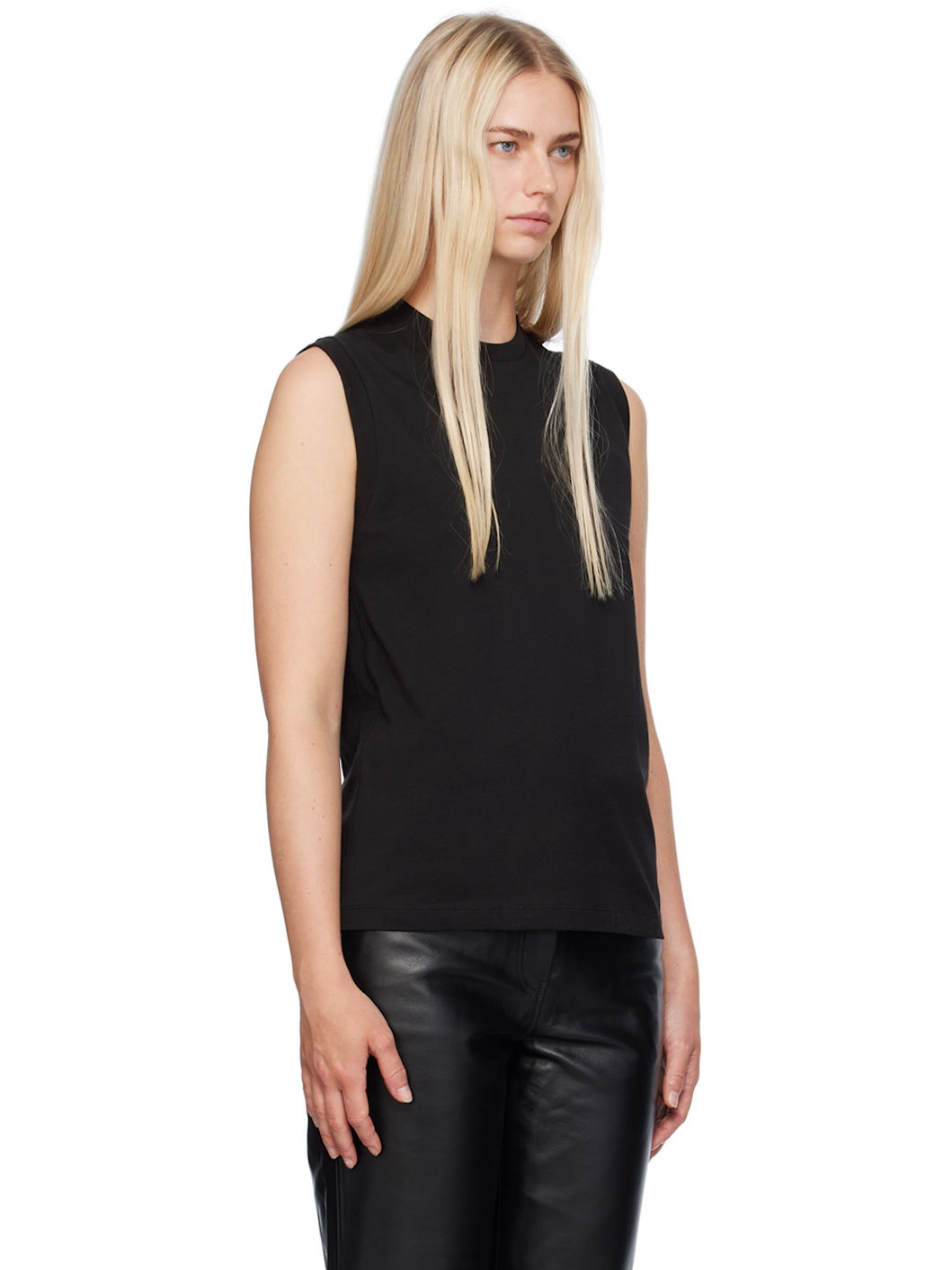 Black Relaxed Sleeveless Tank Top - 2