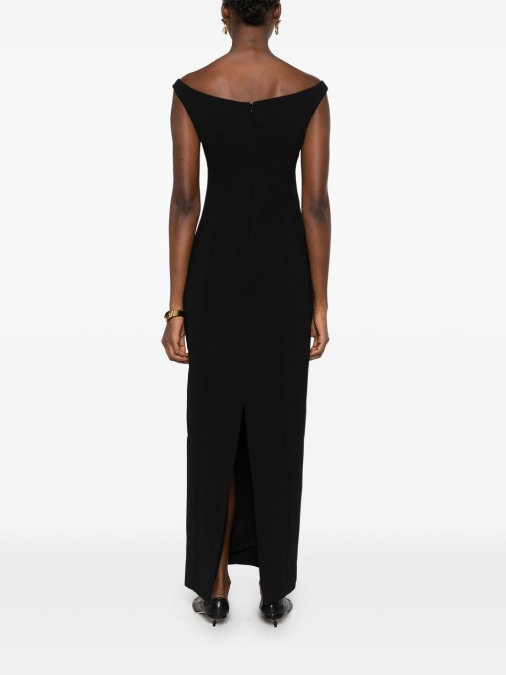 curved off-shoulder maxi dress - 4