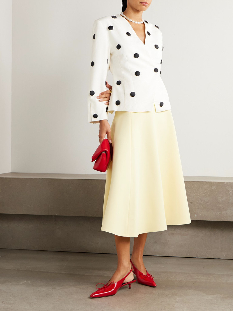 JACQUEMUS Triangle paneled crepe midi skirt Pastel yellow outlook