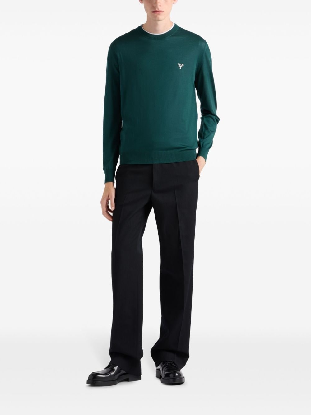 logo-embroidered wool jumper - 2