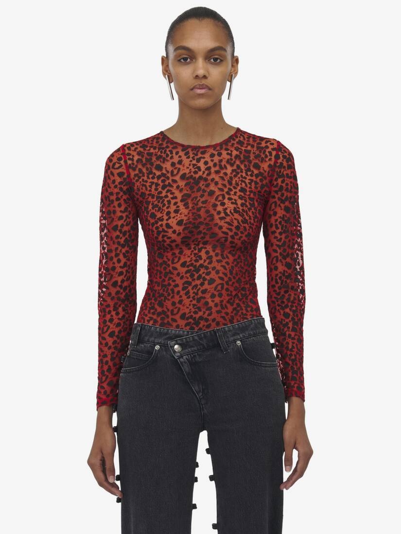 Tシャツ・カットソー alexander mcqueen Alexander McQueen Leopard Devore Top Alexander McQueen Leopard Devoré Top | REVERSIBLE