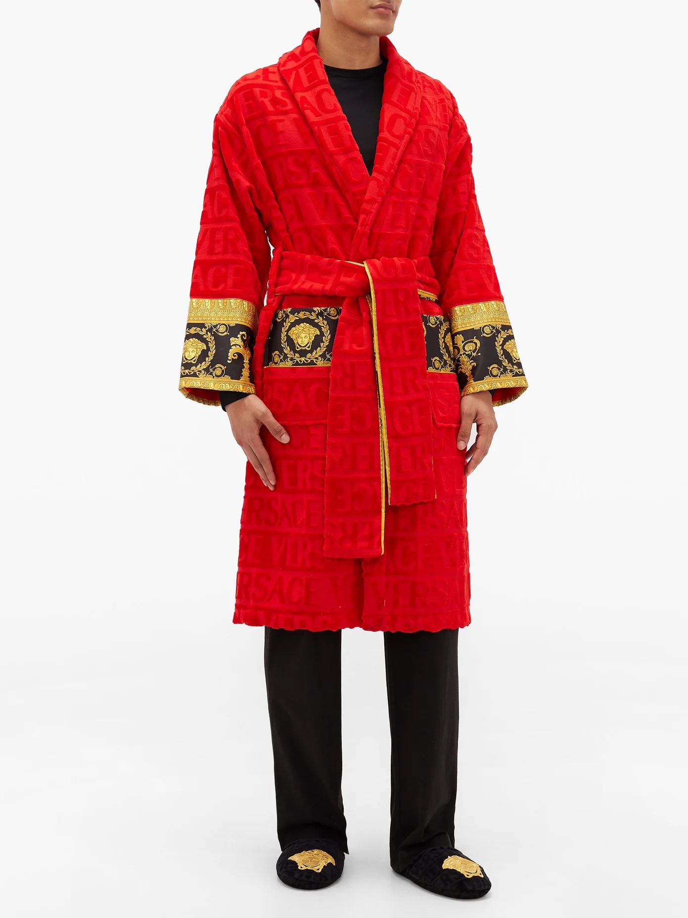 I Love Baroque logo-jacquard cotton bathrobe - 2