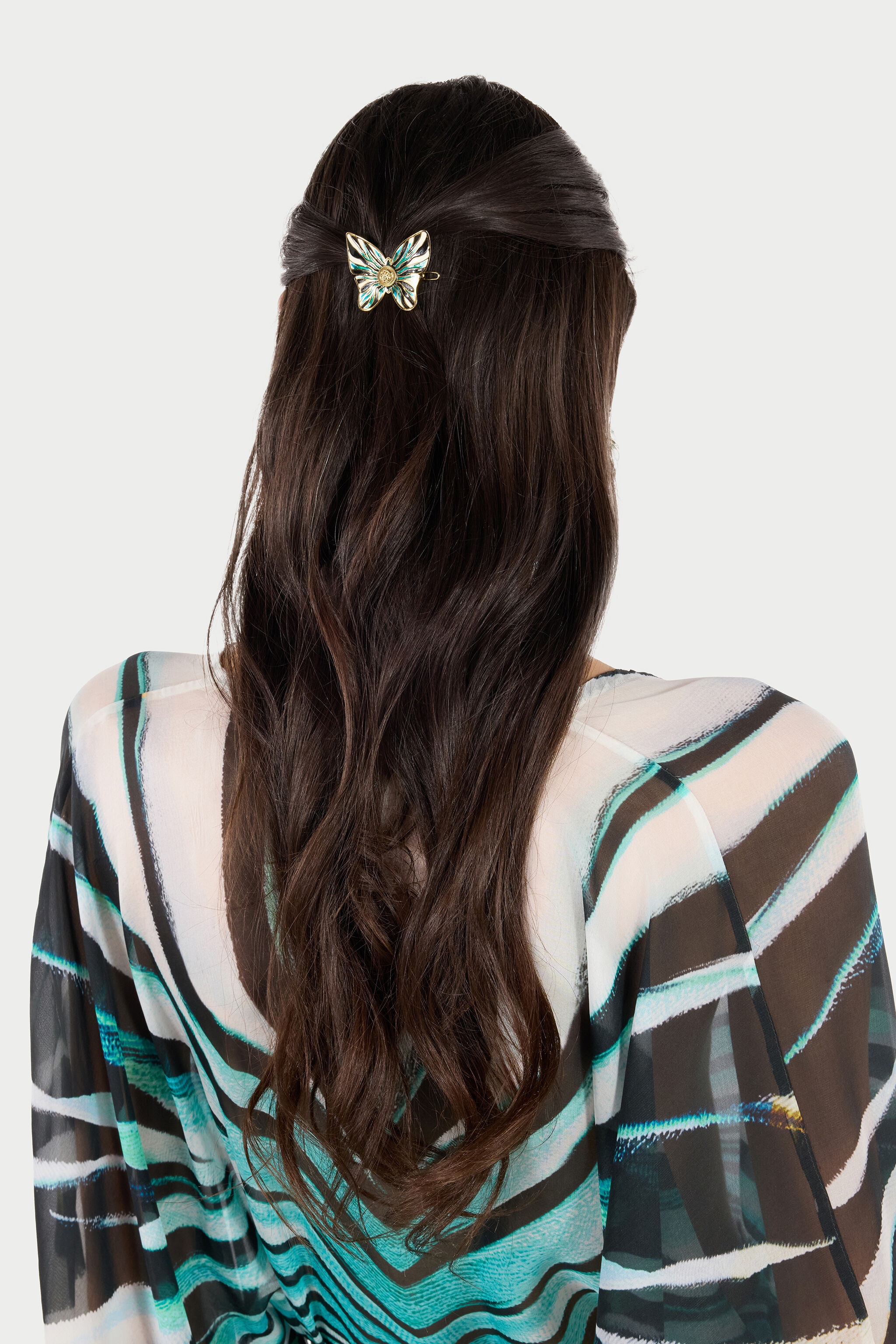 Ray Of Sea Print Butterfly Hair Clip - 2