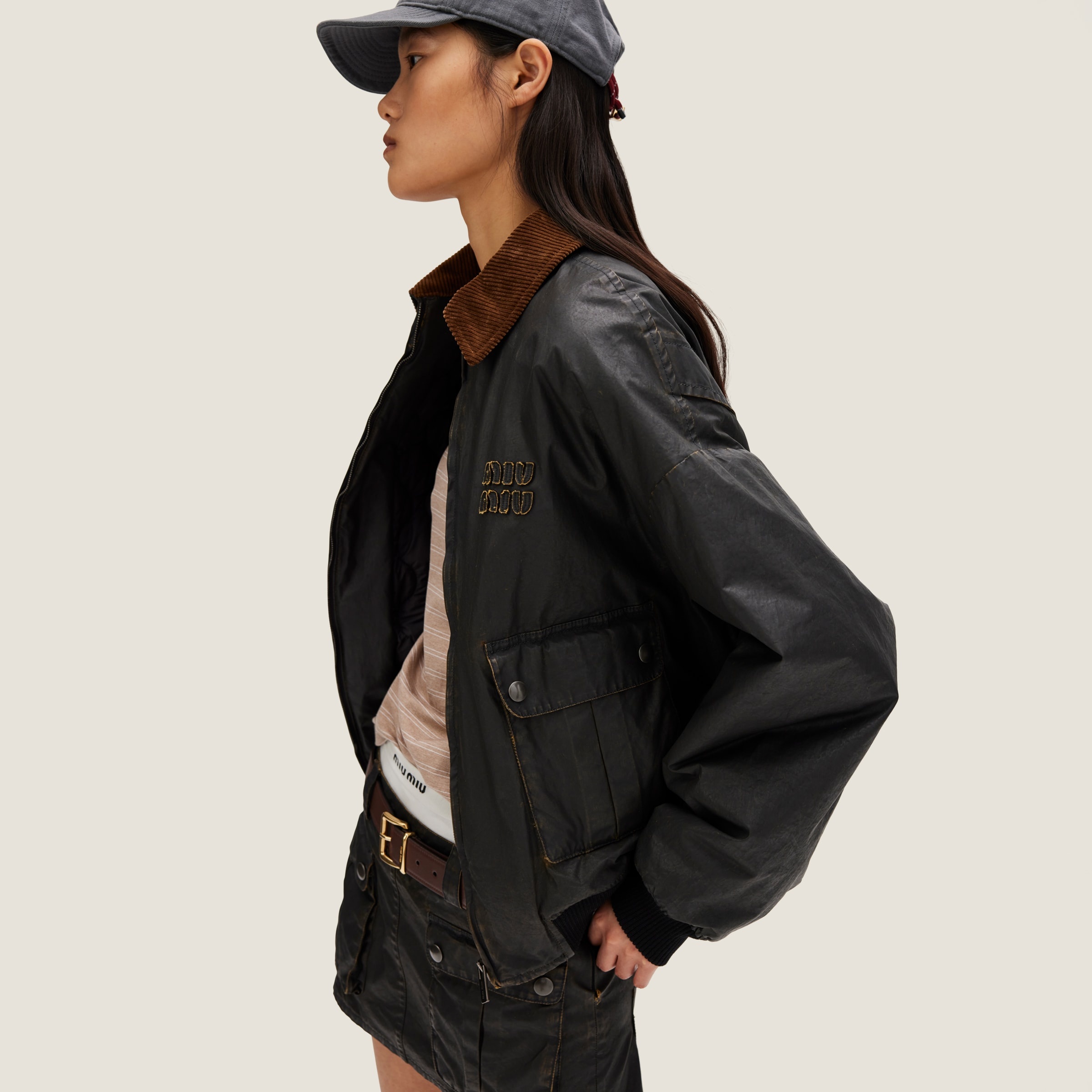 Resin-finish poplin bomber jacket - 4