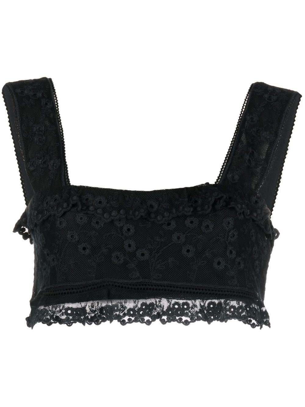 lace-trim cropped top - 1