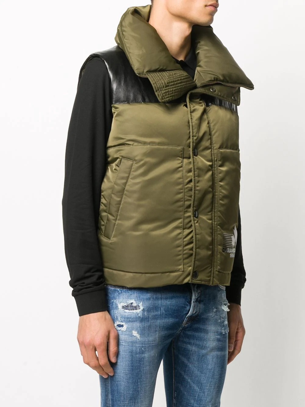 logo-print padded gilet - 3