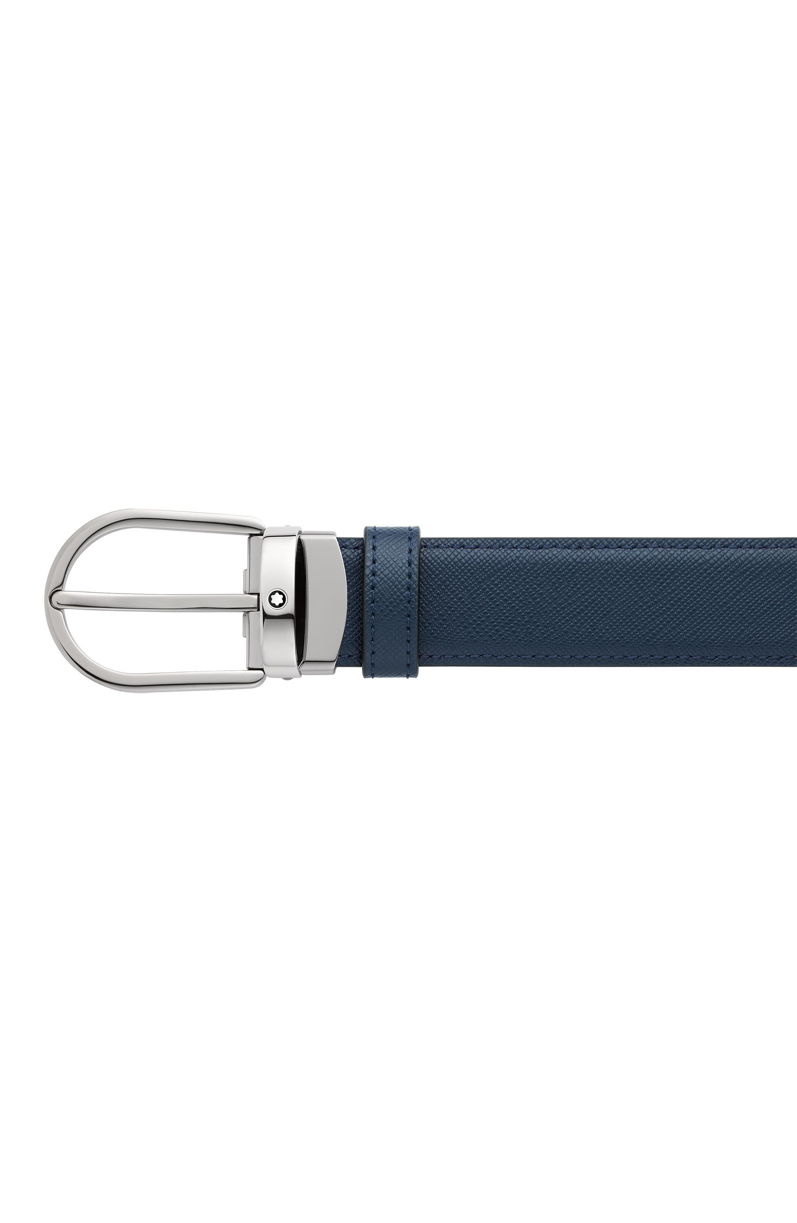 Horseshoe Buckle Reversible Leather Belt - 2