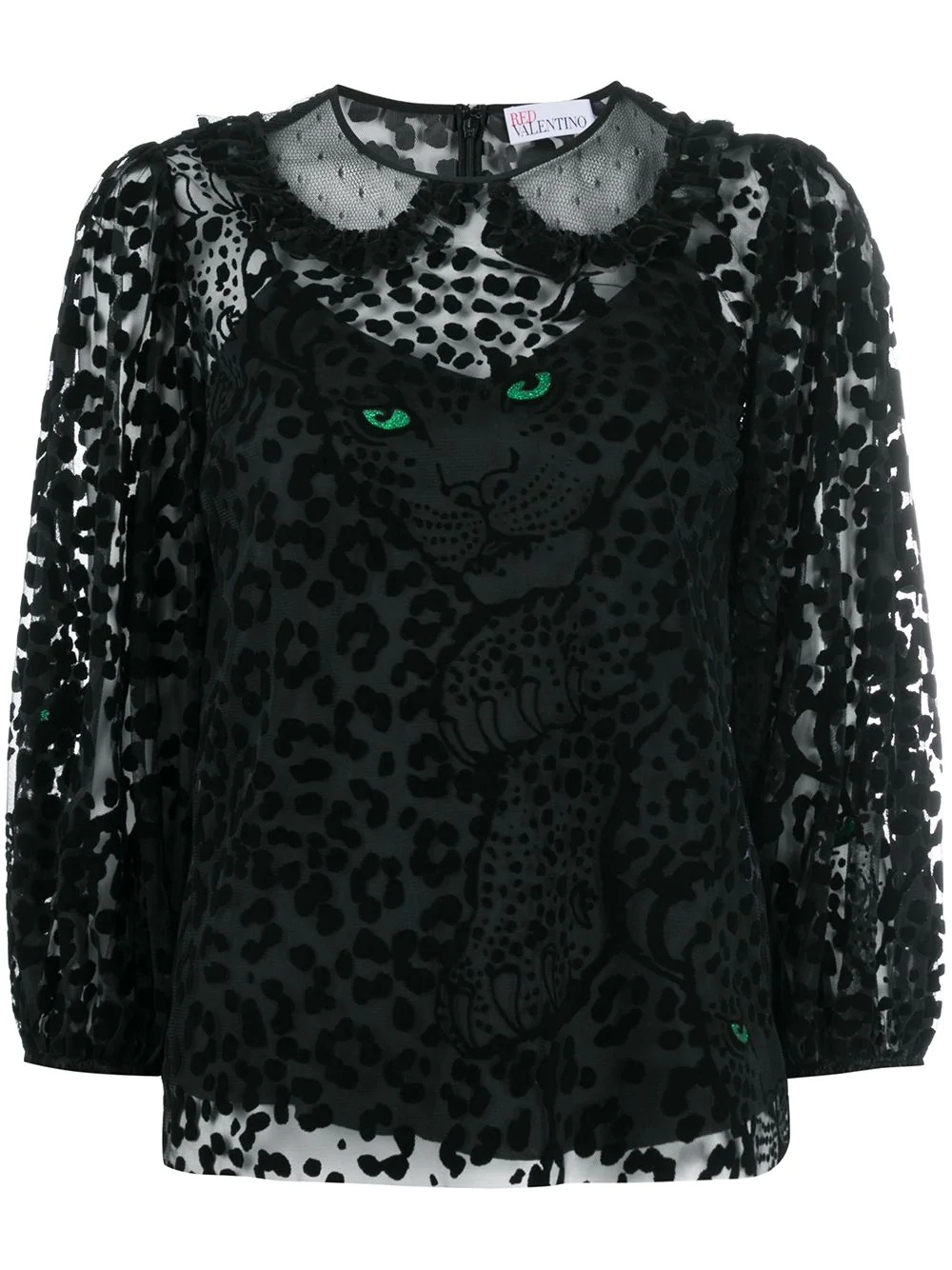 leopard pattern sheer blouse - 1