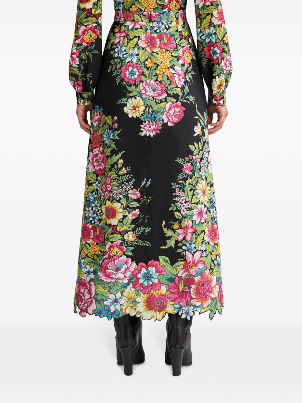 floral-print cotton maxi skirt - 4
