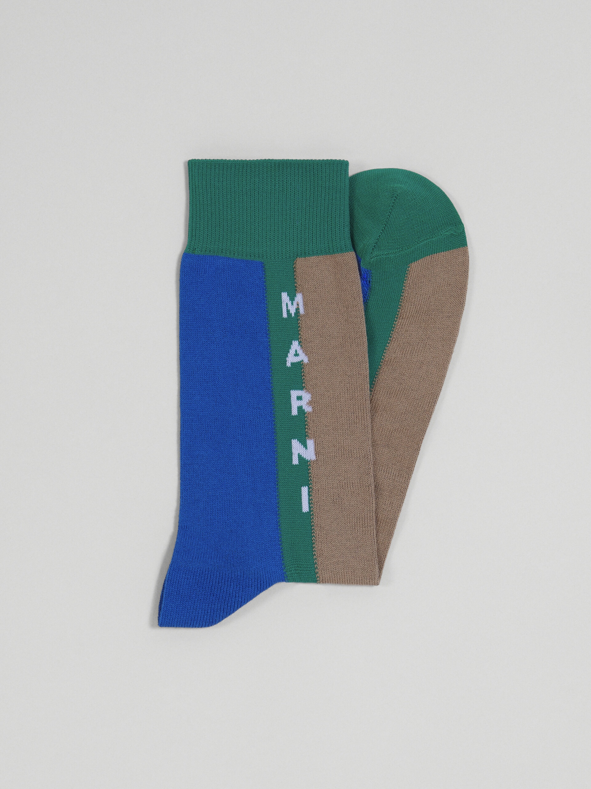 BLUE AND GREEN LISLE COTTON AND NYLON SOCK - 2