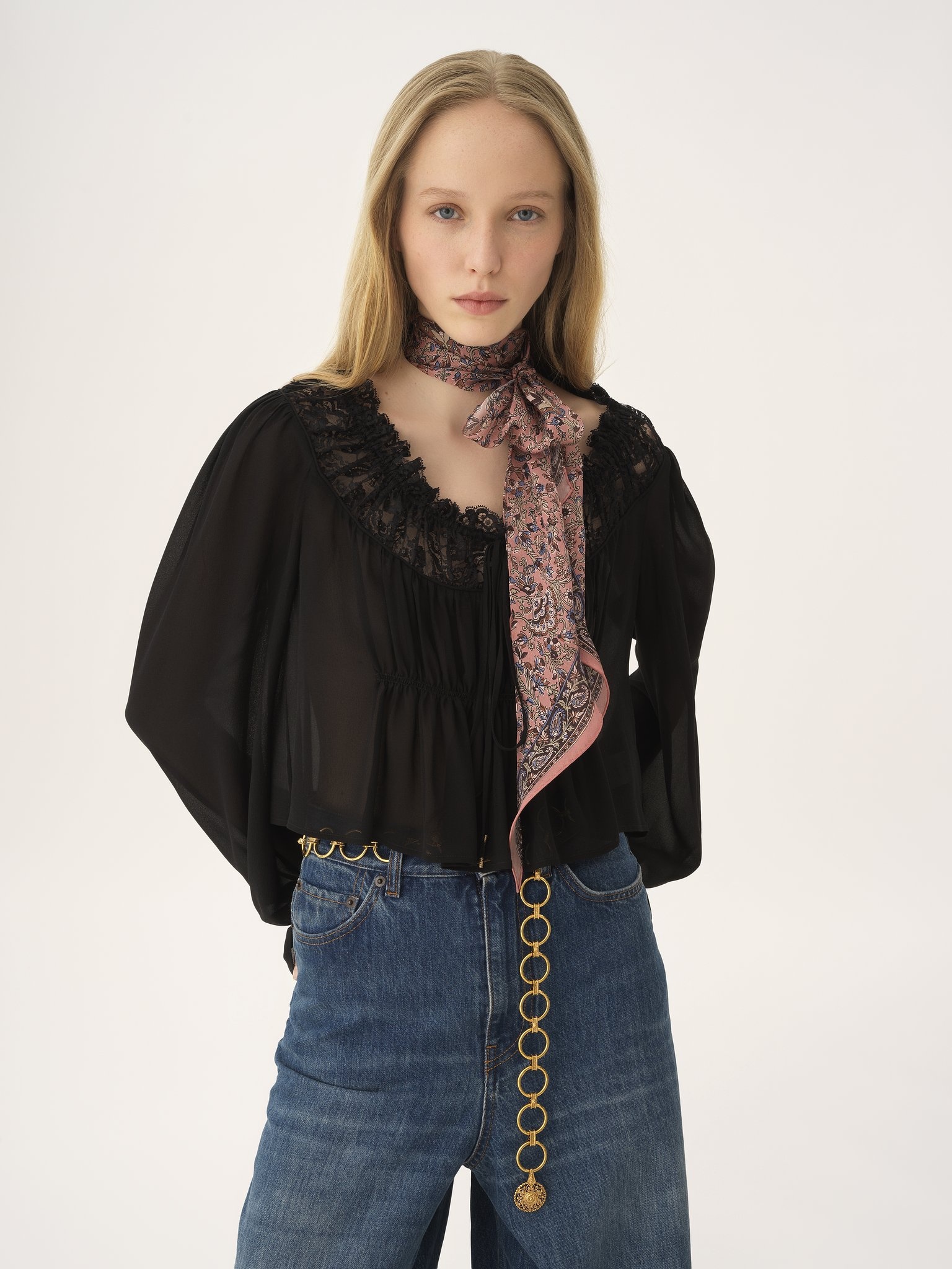THE CHLOÉ PAISLEY BANDEAU SCARF IN SILK CHARMEUSE - 5