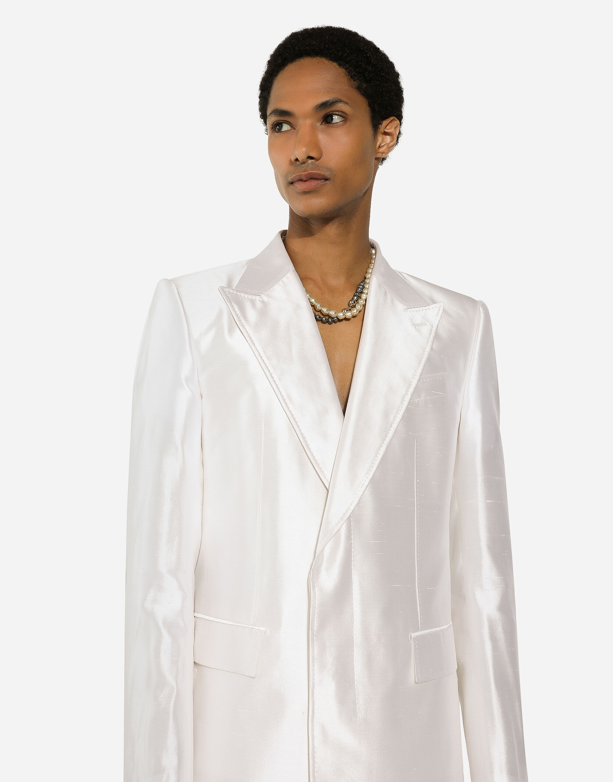 Single-breasted silk shantung Sicilia-fit jacket - 4