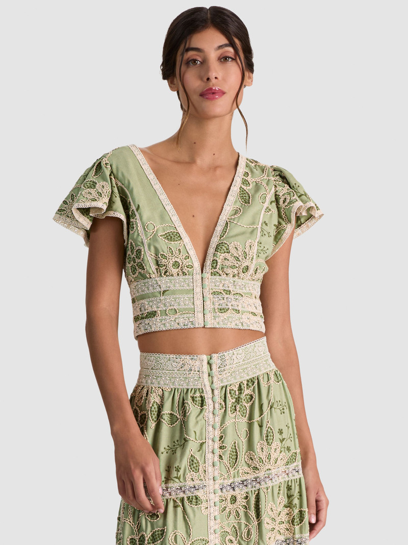 KEELEY EMBROIDERED CROPPED TOP 2