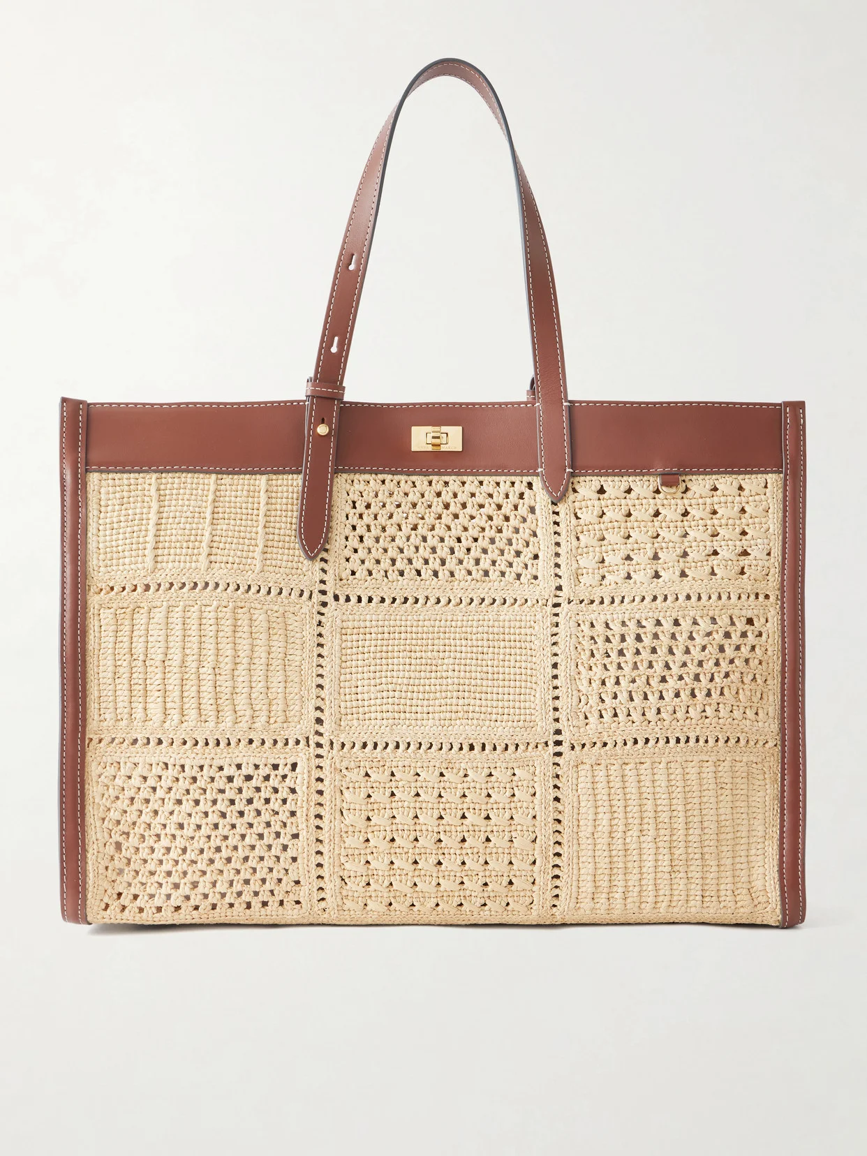 Mortimer Leather-trimmed Woven Raffia Tote - 1