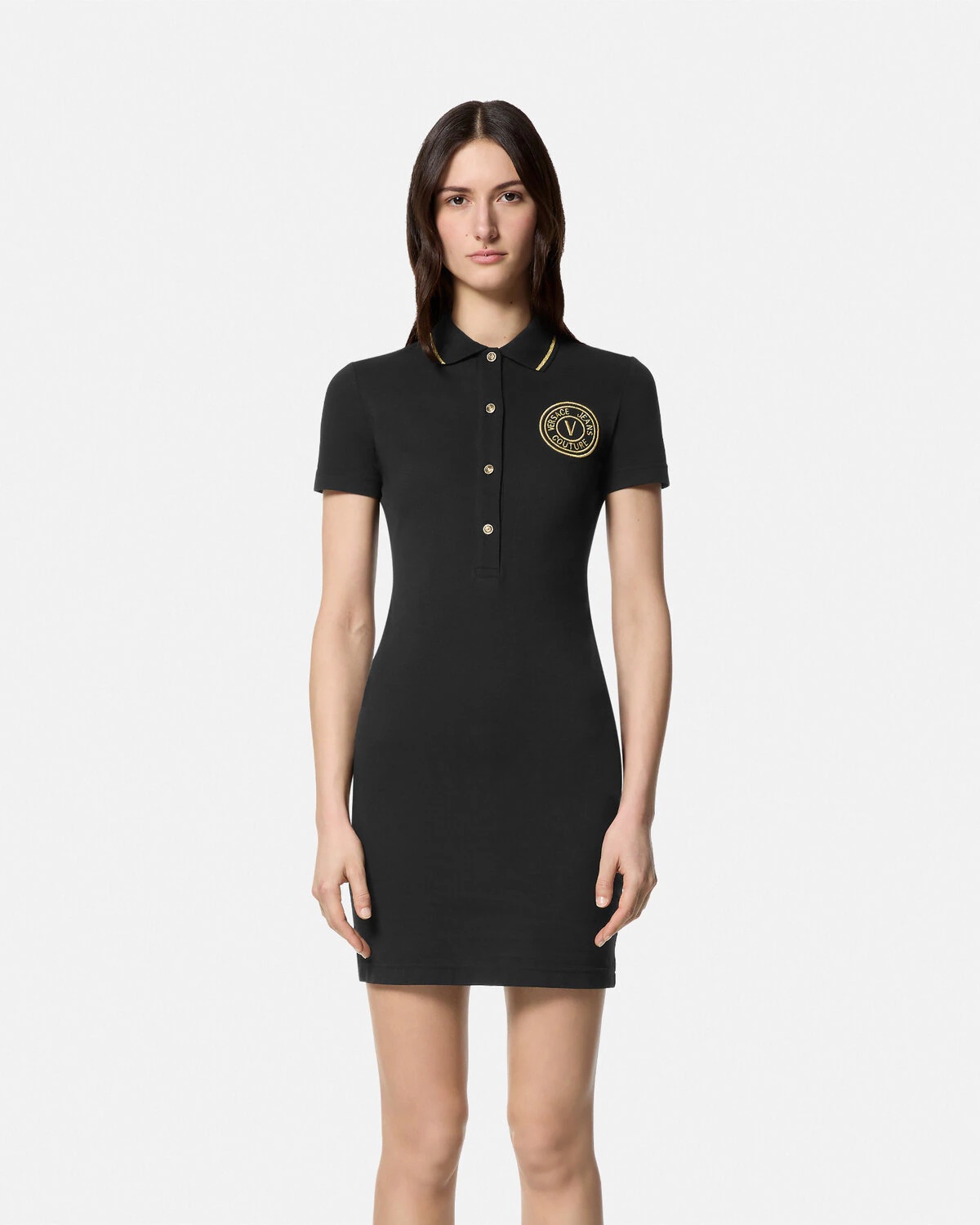 V-Emblem Midi Polo Dress - 4