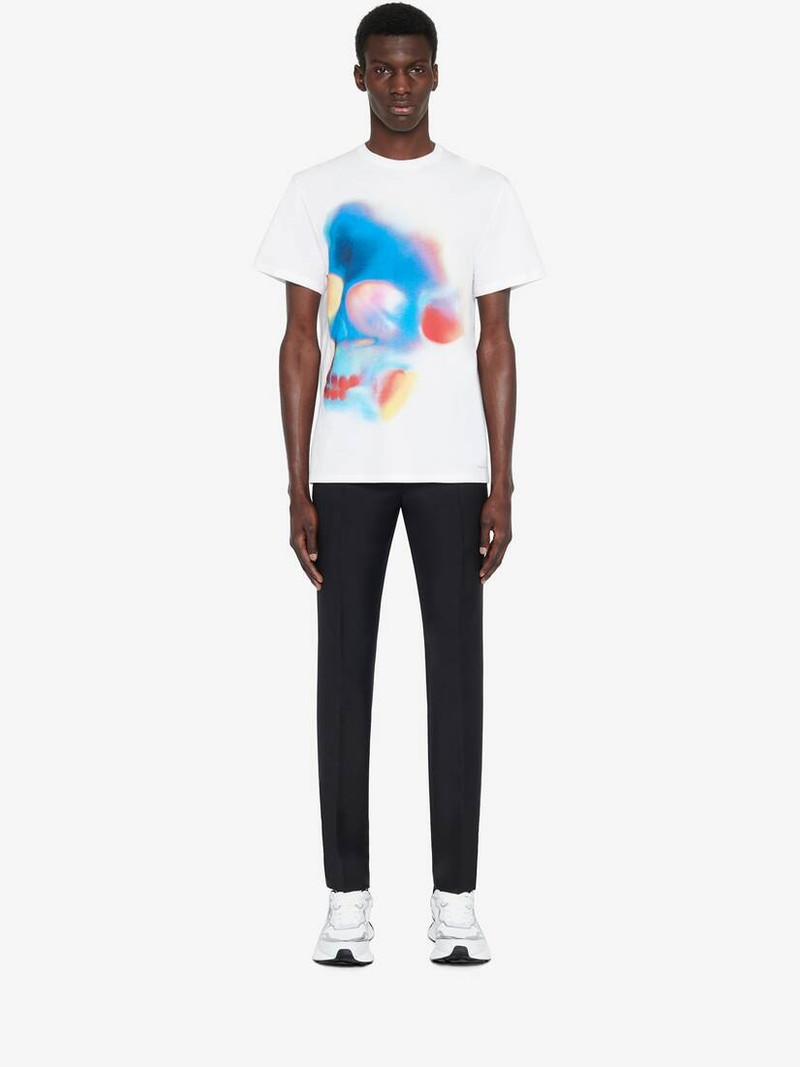 Alexander McQueen Men's Solarised Skull T-shirt in White Mix outlook