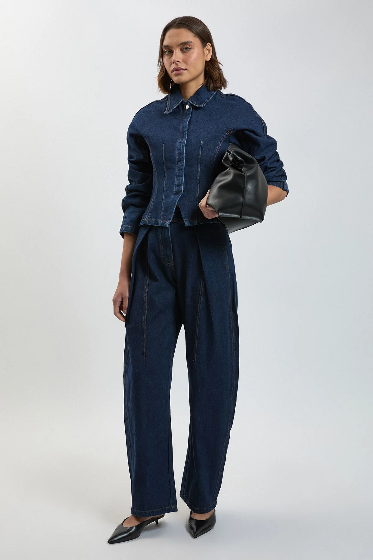 Denim Barrel Leg Jean - 1