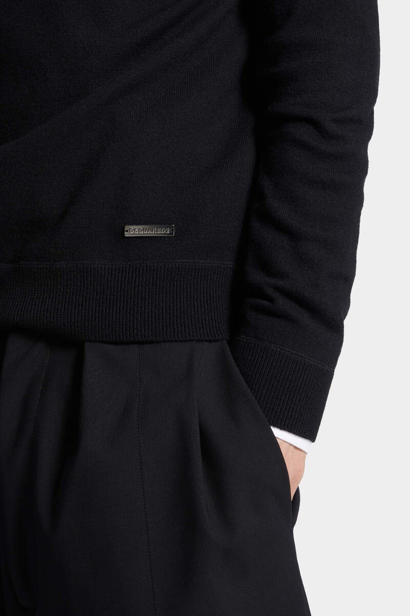 KNIT V-INSERT SWEATER - 5