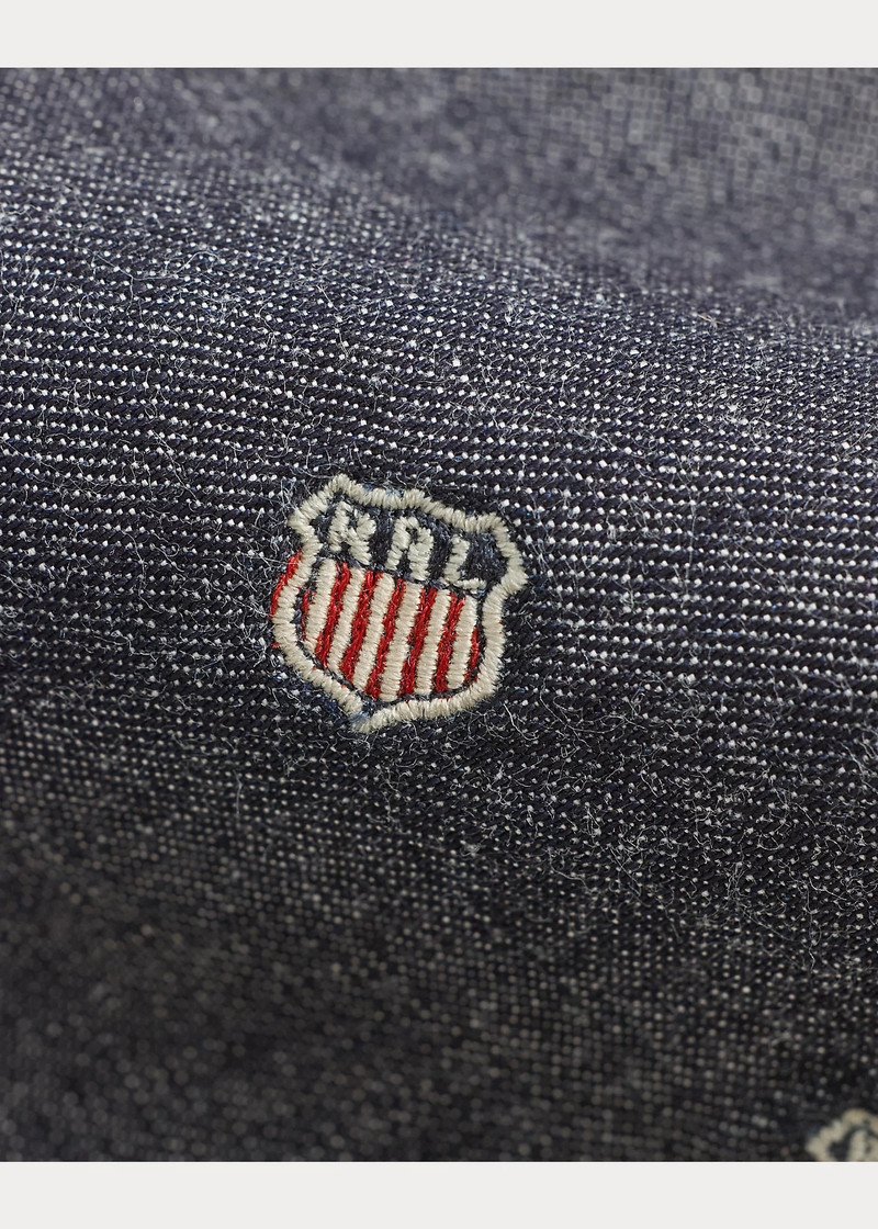 Handmade Shield-Embroidered Denim Tie 3