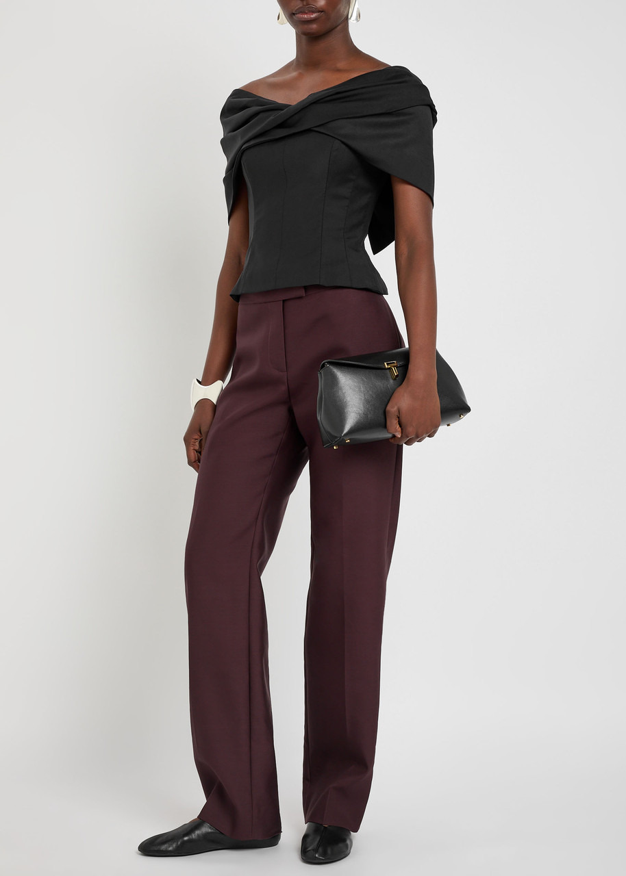 Tove Orrla Fold-over Wool-blend top - 4