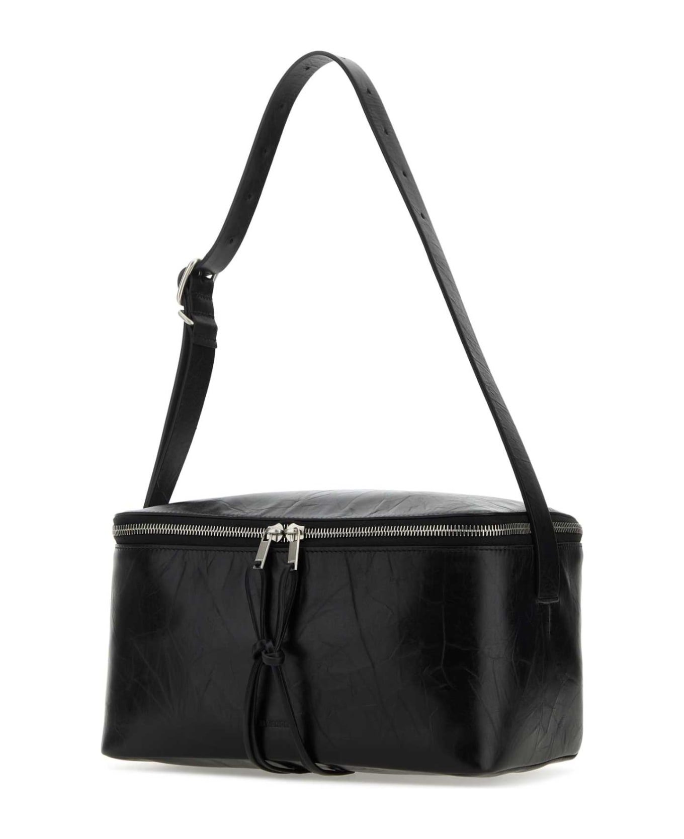 Black Leather Medium Shoulder Bag - 2