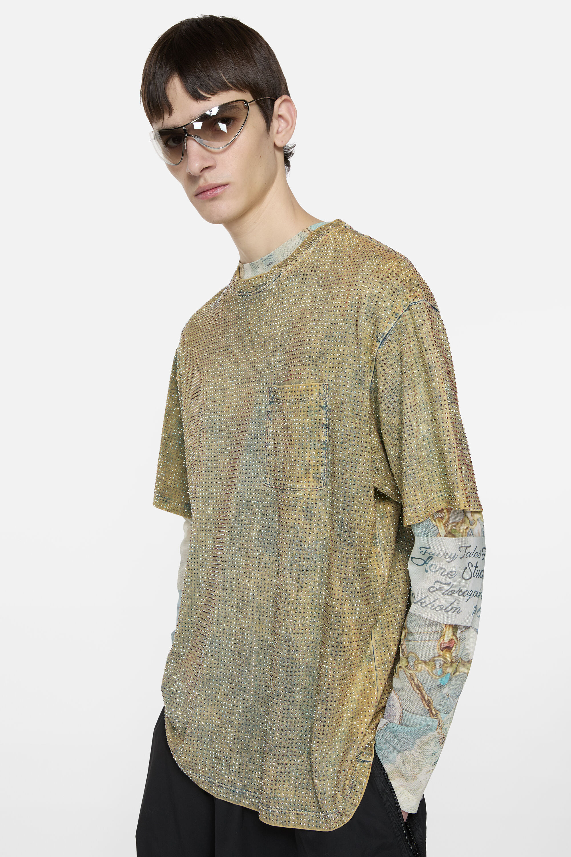 Rhinestone t-shirt - Mid Blue - 4