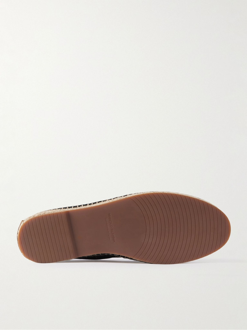 Manolo Blahnik Nerano Leather-Trimmed Suede Espadrilles Gray outlook