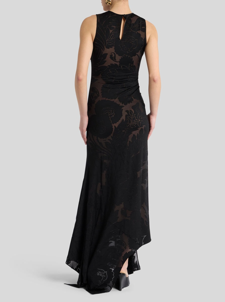 SLEEVELESS DRESS IN BURNOUT STRETCH JERSEY - 4