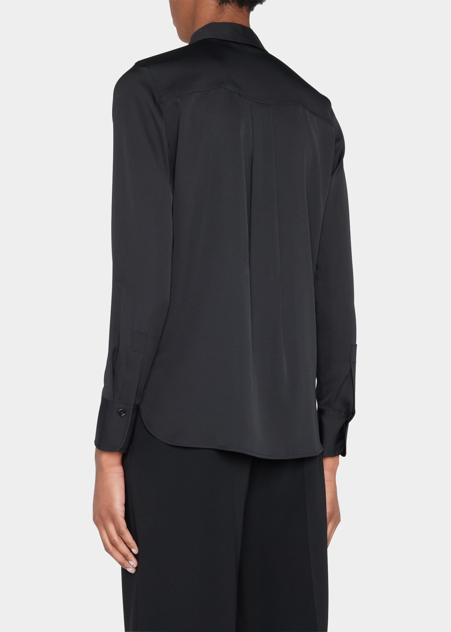 Slim-Fit Long-Sleeve Stretch-Silk Blouse - 2
