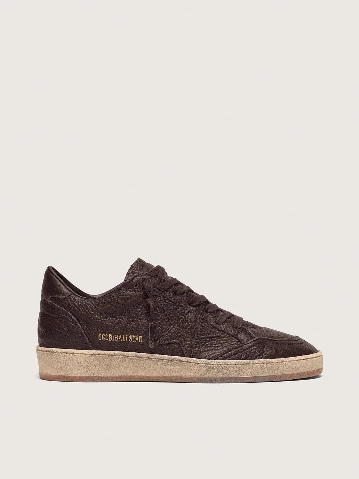 Men's Ball Star in dark brown leather with tone-on-tone leather star - 1