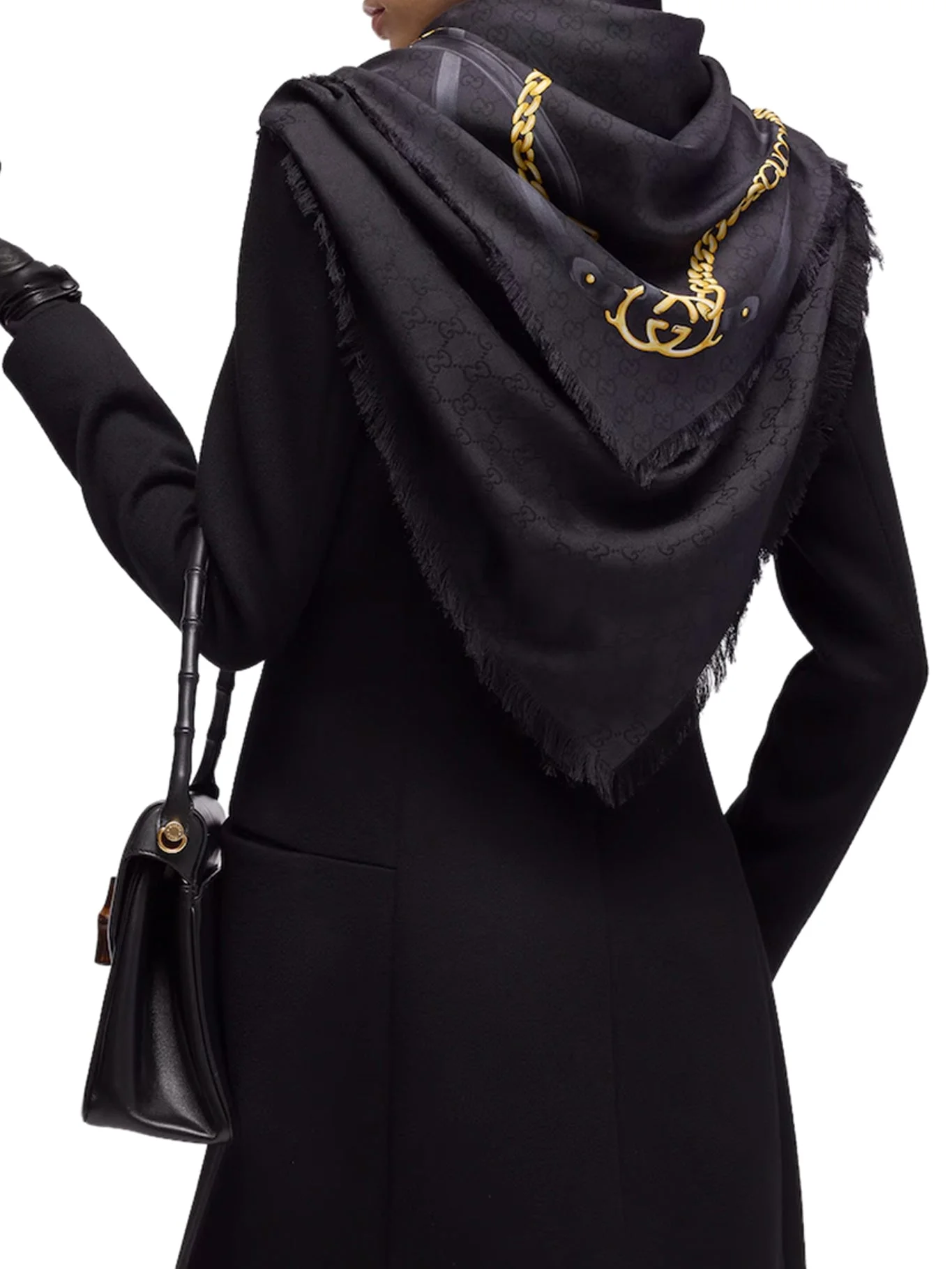 GG WOOL SILK JACQUARD CAPE - 1