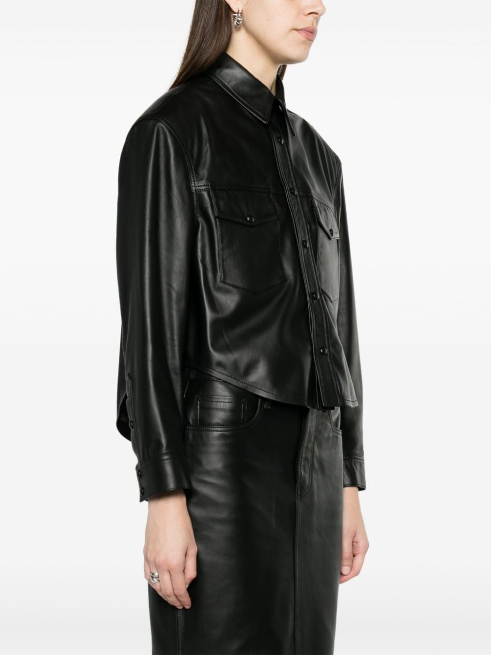 leather shirt jacket - 3