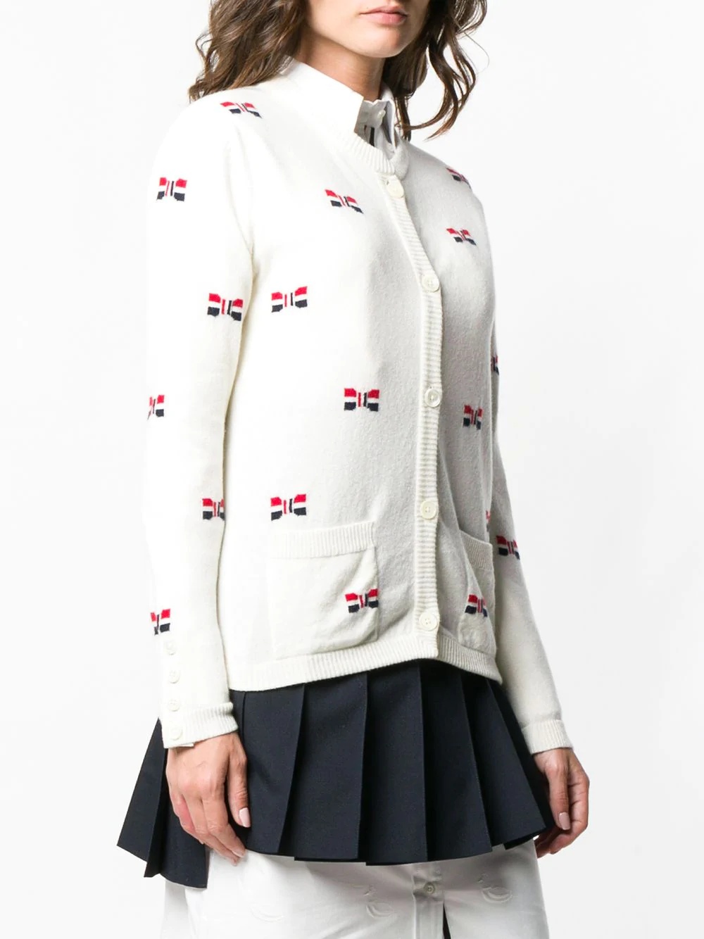 bow intarsia cashmere cardigan - 3