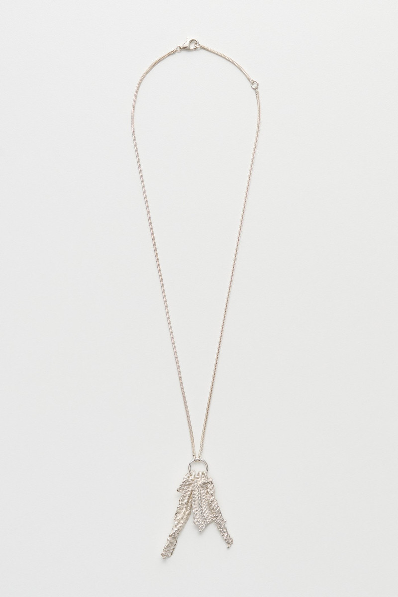 Casted Knit Necklace Frosted White Sterling Silver 1