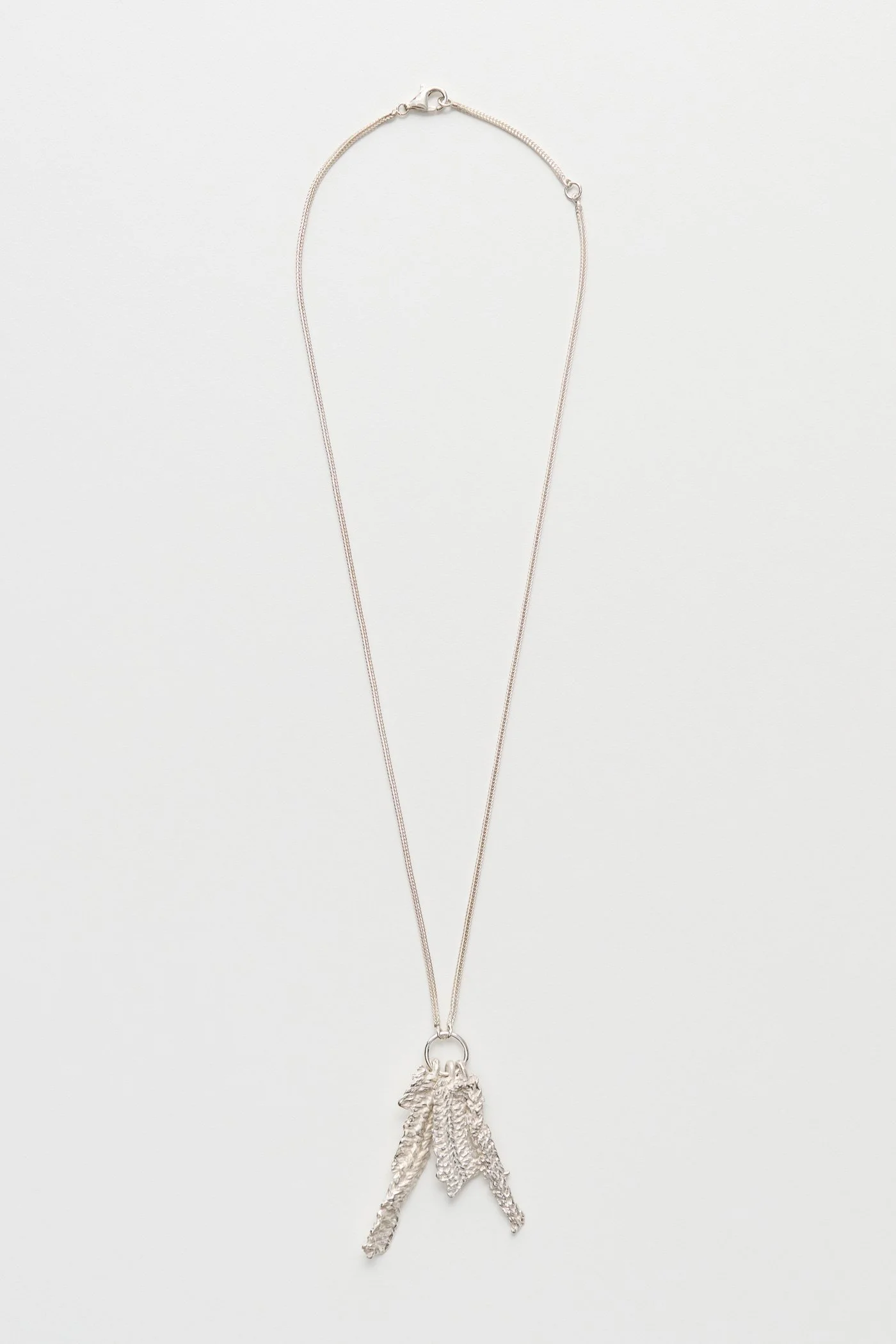 Casted Knit Necklace Frosted White Sterling Silver - 1