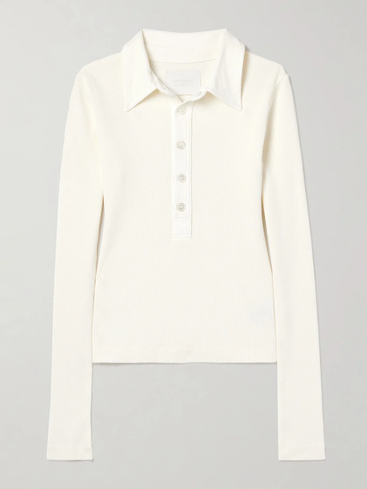 Ribbed Jersey Polo Shirt - 1