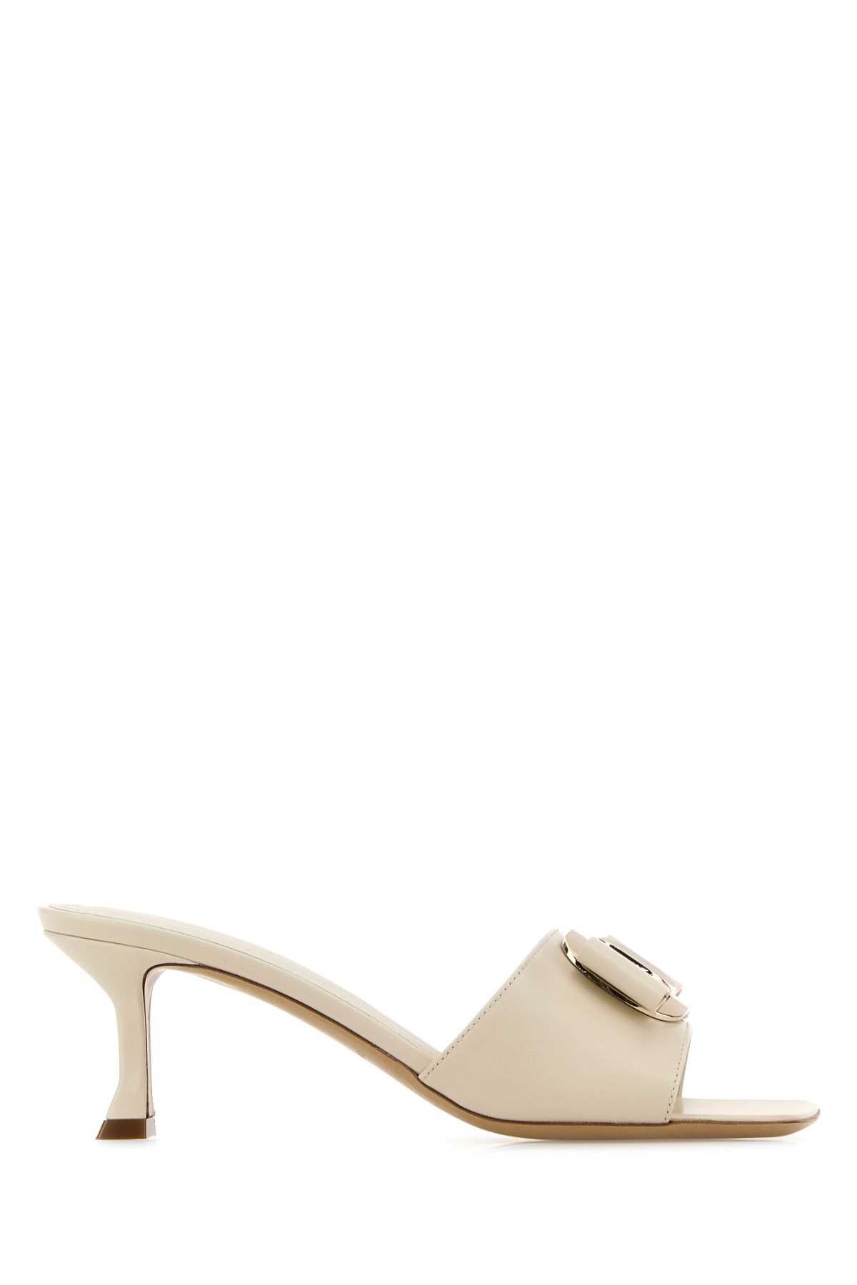 Salvatore Ferragamo Women Ivory Leather Zelie Mules - 1