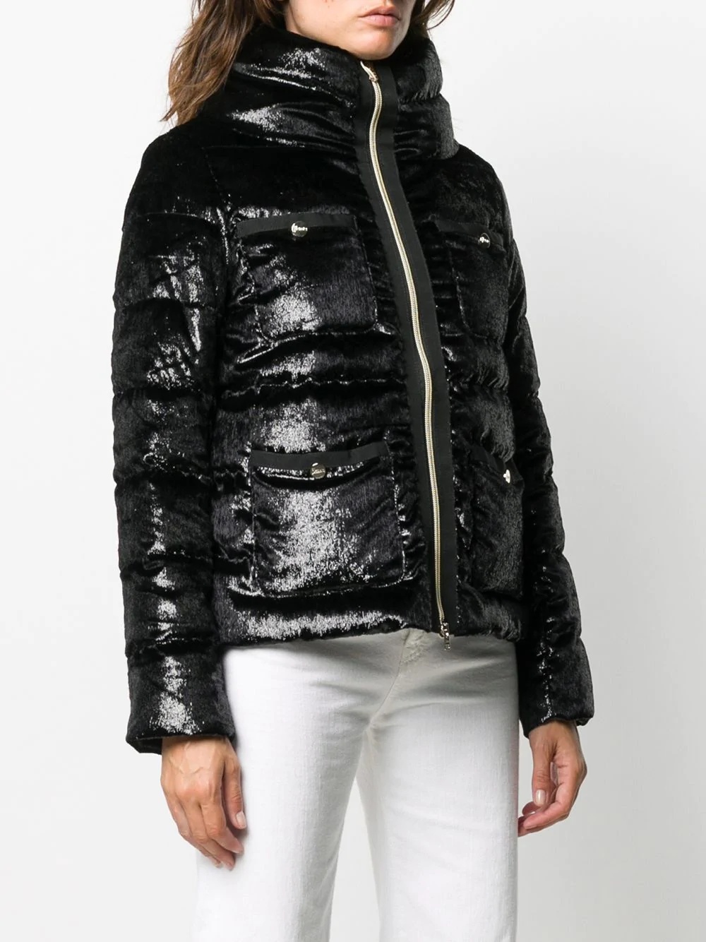 textured-finish multi-pocket puffer jacket - 3