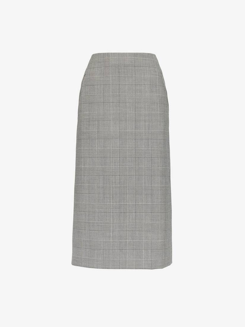Alexander McQueen Women's Prince Of Wales Pencil Skirt in Black/ivory outlook