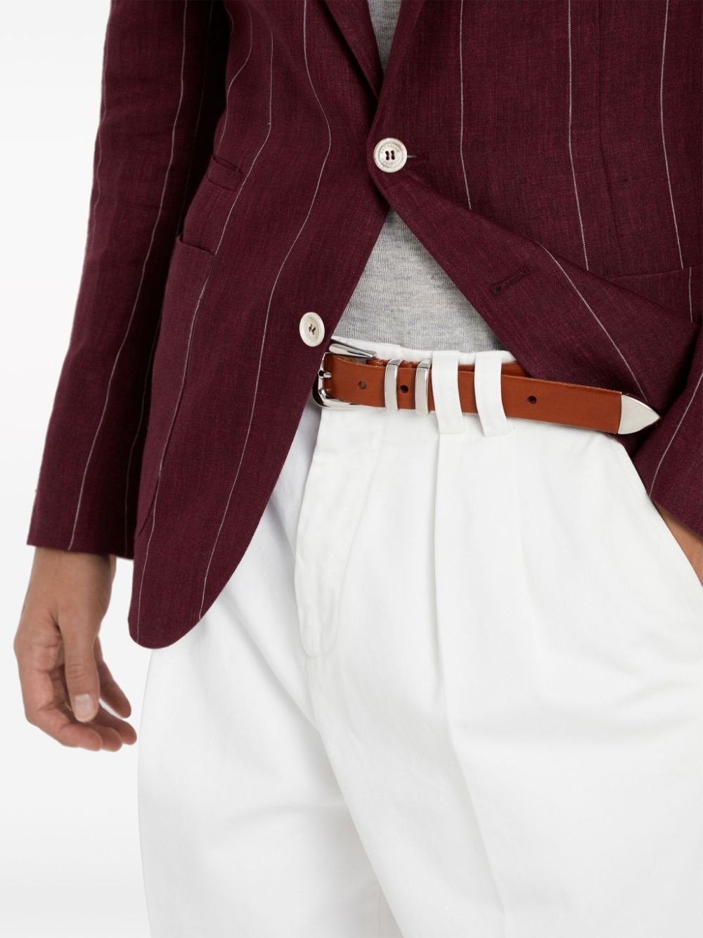 woven buckled leather belt - 3